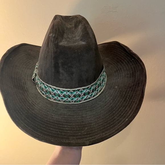 Brown Western Hat with Green Accents - Picture 5 of 11